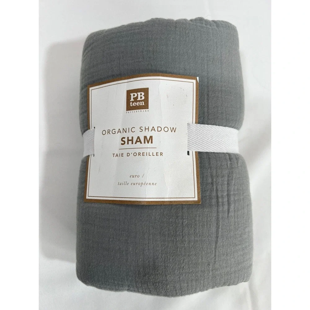 Pottery Barn Teen Sham Standard Shadow Gray Organic Cotton‎ Minimalist